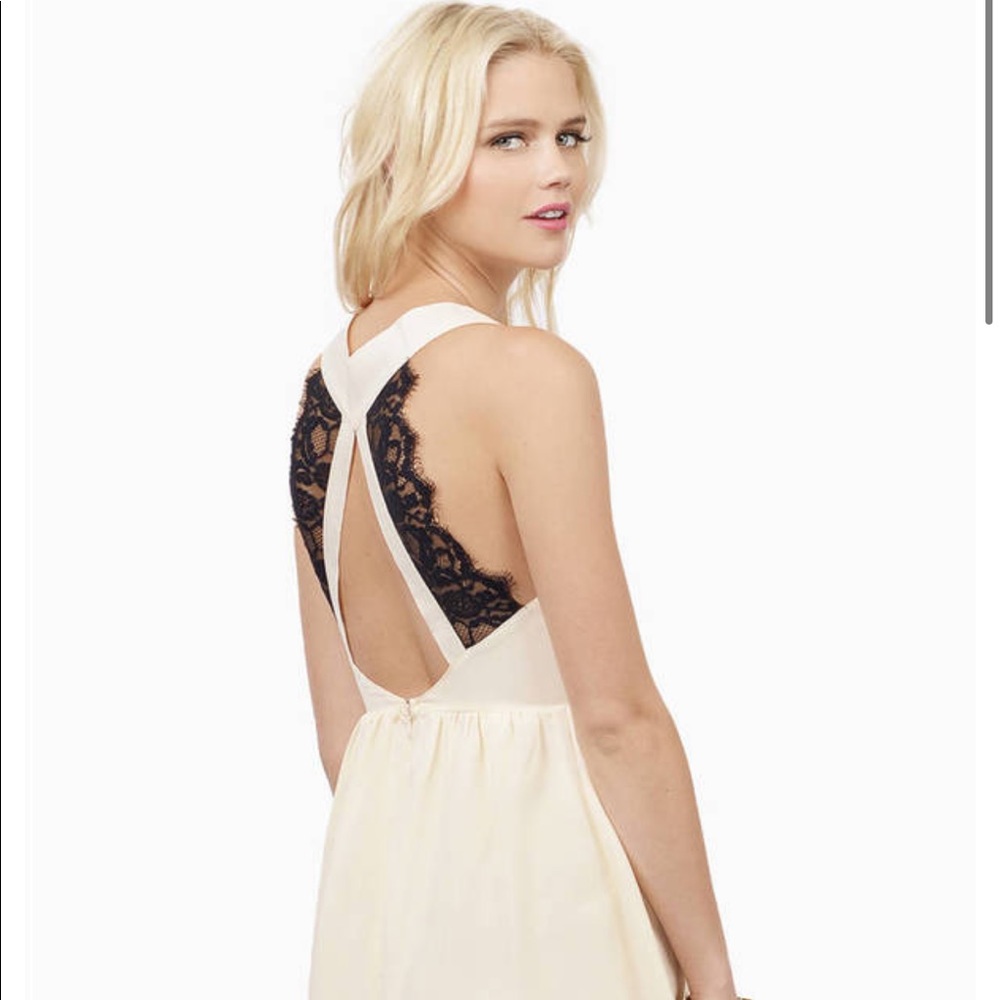 Brand New - Deep V Lace Back Cream Dress